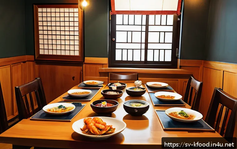한식 맛집 지역별 추천 - A cozy family-owned Korean restaurant interior in S&ouml;dermalm, Stockholm, featuring warm wooden furnit...