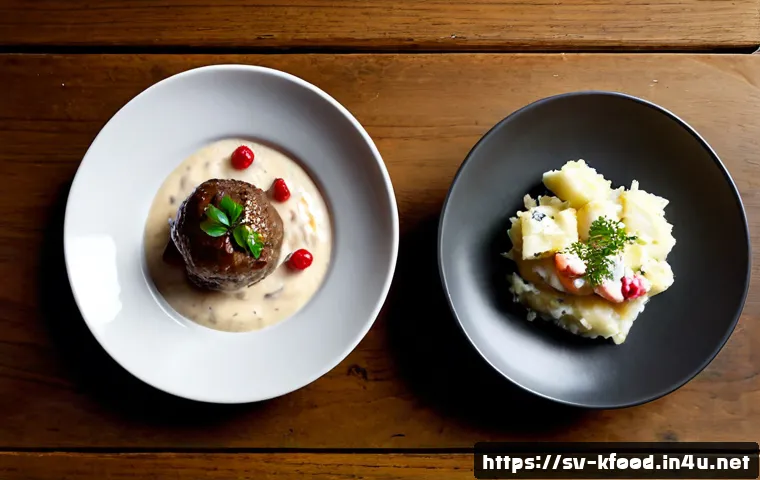 한식 맛집의 인기 메뉴 분석 - Photorealistic overhead food photography of a popular Swedish restaurant menu selection: beautifully...